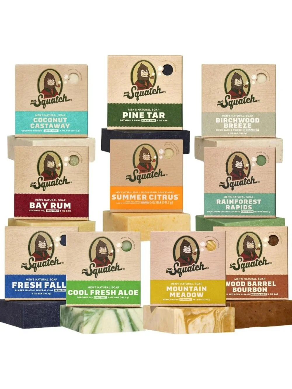 Natural Men's Bar Soap Set - Cold Process Body Soap with Essential Oils, 10-Pack